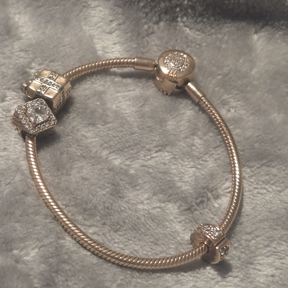 Pandora Rose Gold Bracelet with Sparkling Accents